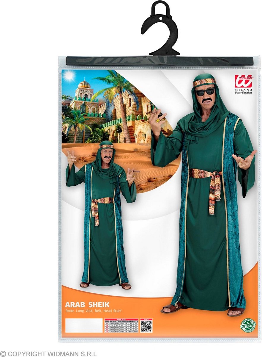 1001 Nacht & Arabisch & Midden-Oosten Kostuum | Olie Slimme Sjeik Groen | Man | XL | Carnaval kostuum | Verkleedkleding